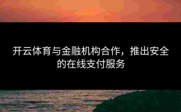 开云体育与金融机构合作，推出安全的在线支付服务