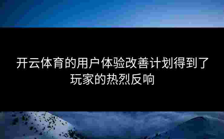 开云体育的用户体验改善计划得到了玩家的热烈反响