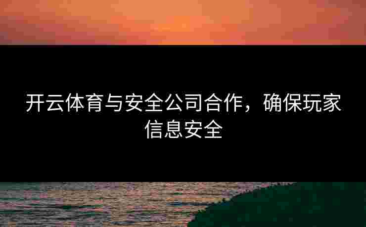 开云体育与安全公司合作，确保玩家信息安全