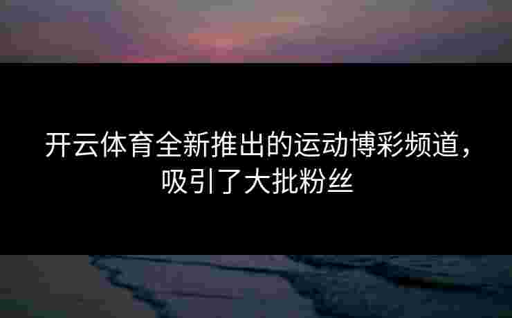 开云体育全新推出的运动博彩频道，吸引了大批粉丝
